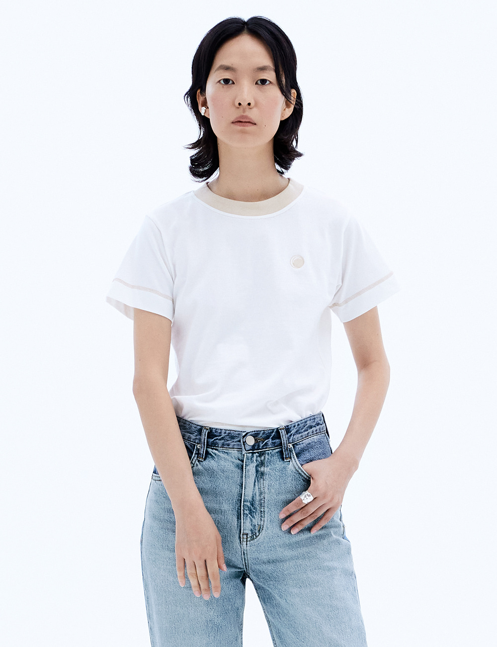 Neck Coloration Top_Off White