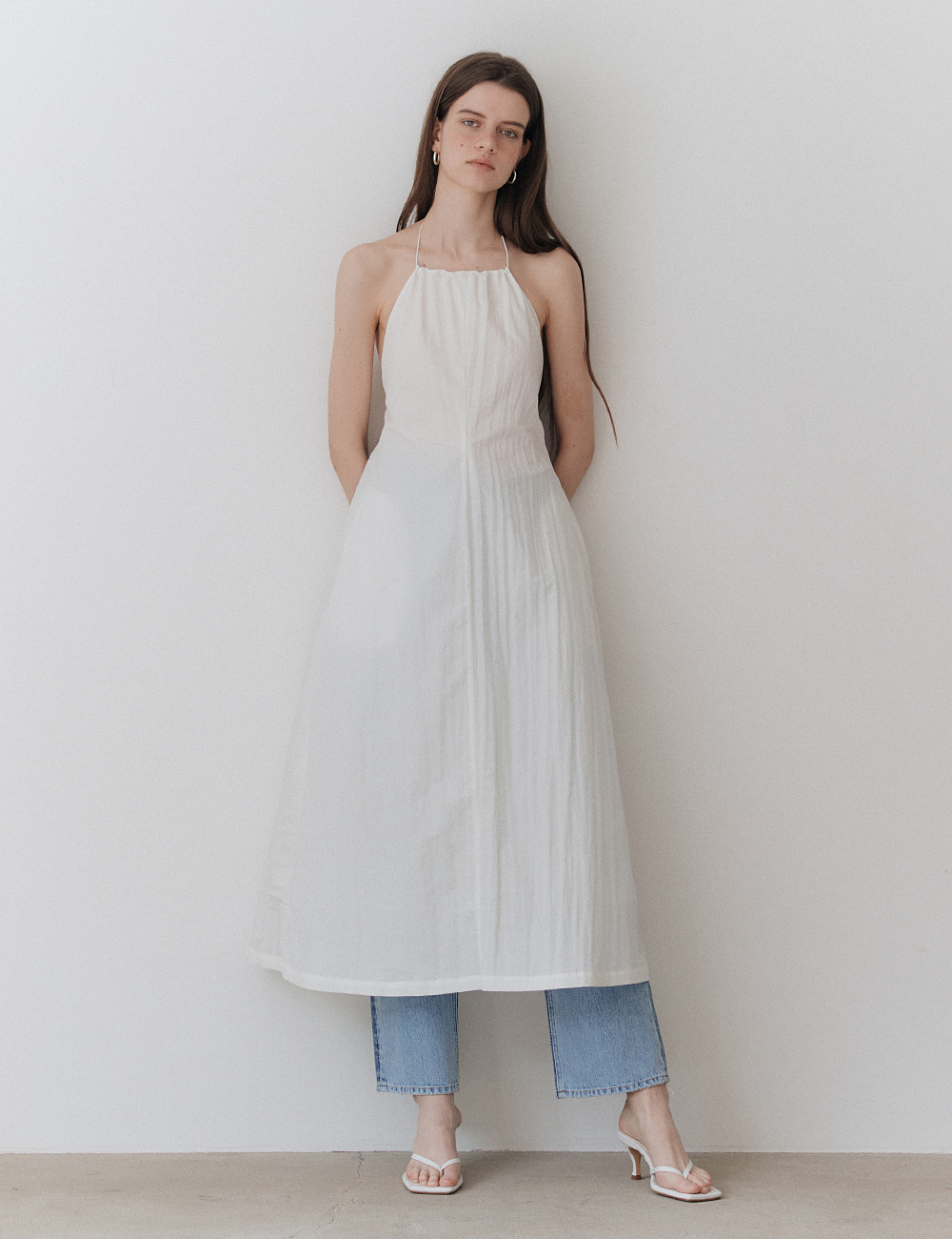 String Nylon Dress_White
