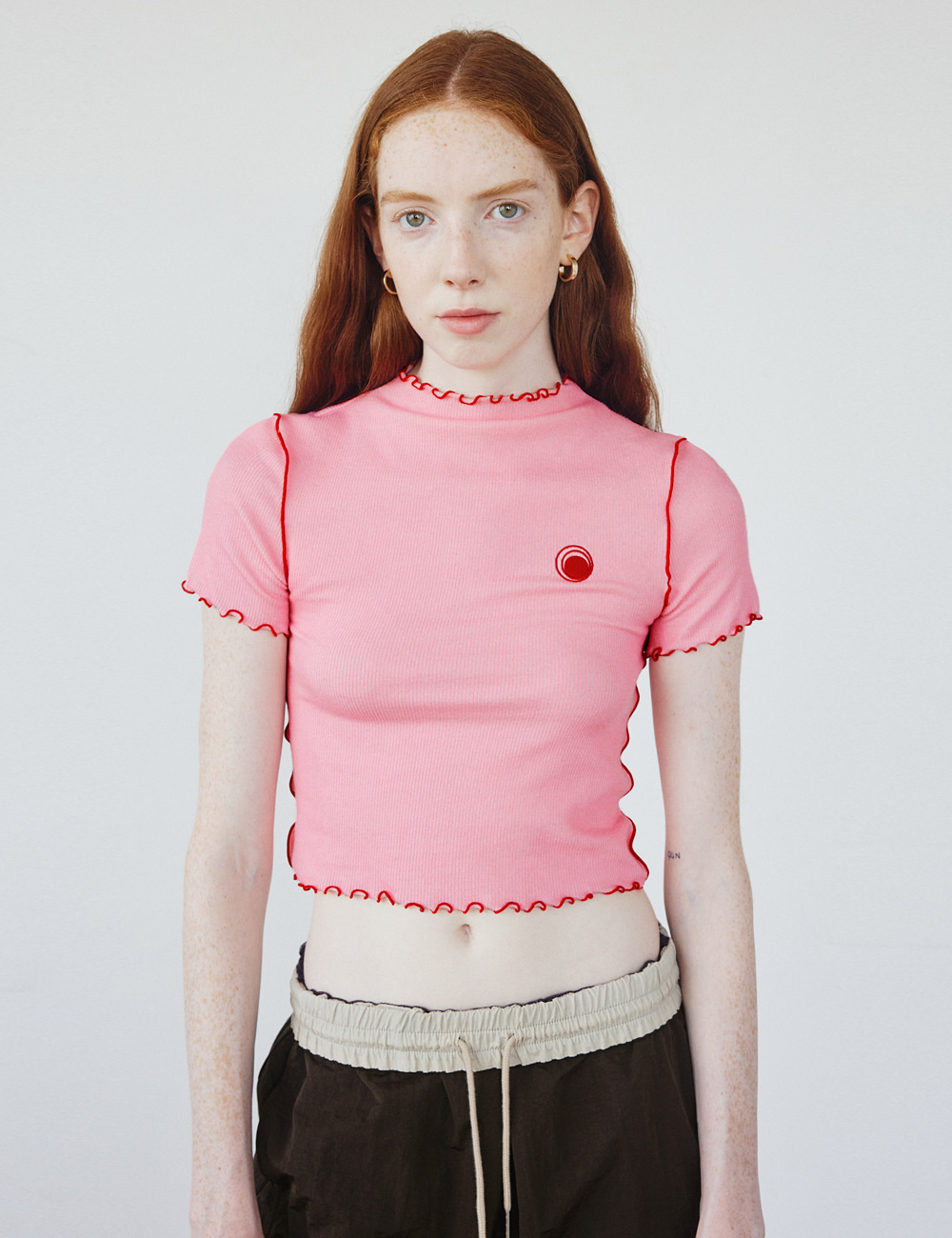 Out Seamed Mock Neck Top_Pink