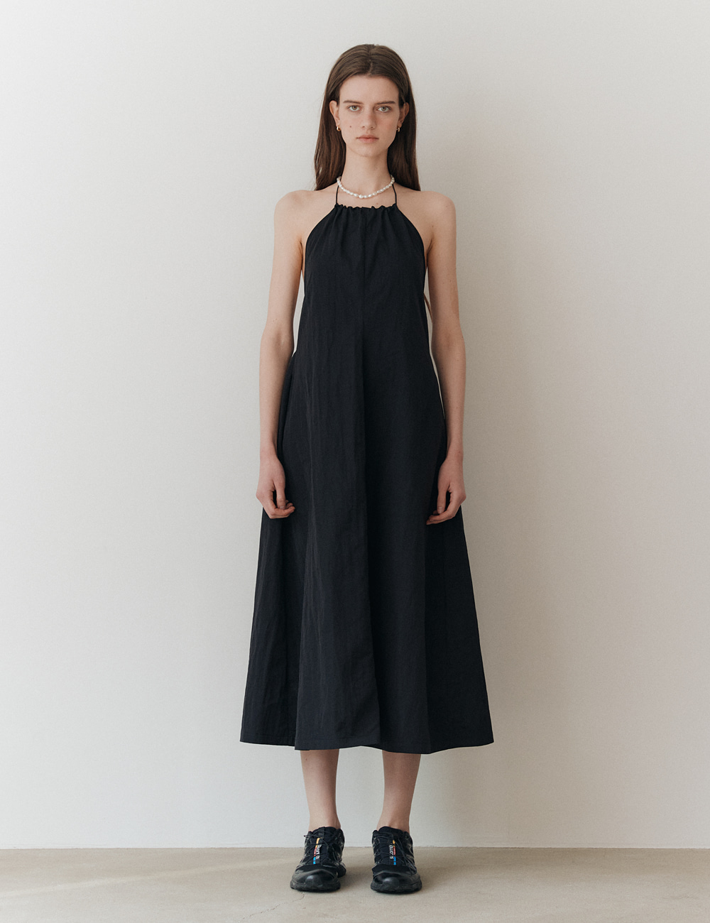 String Nylon Dress_Black