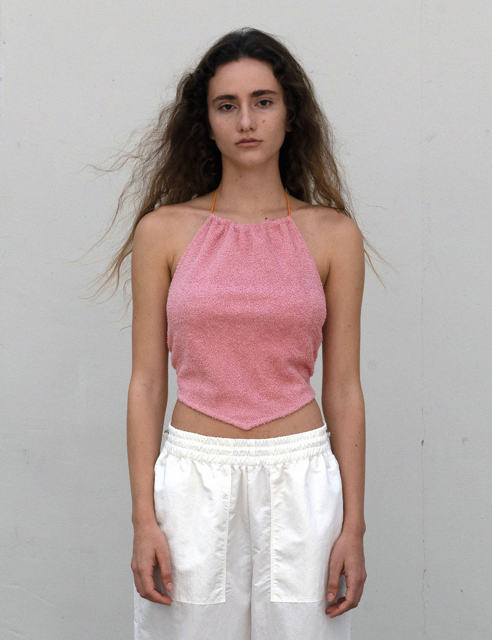 Terry String Backless Top_Pink