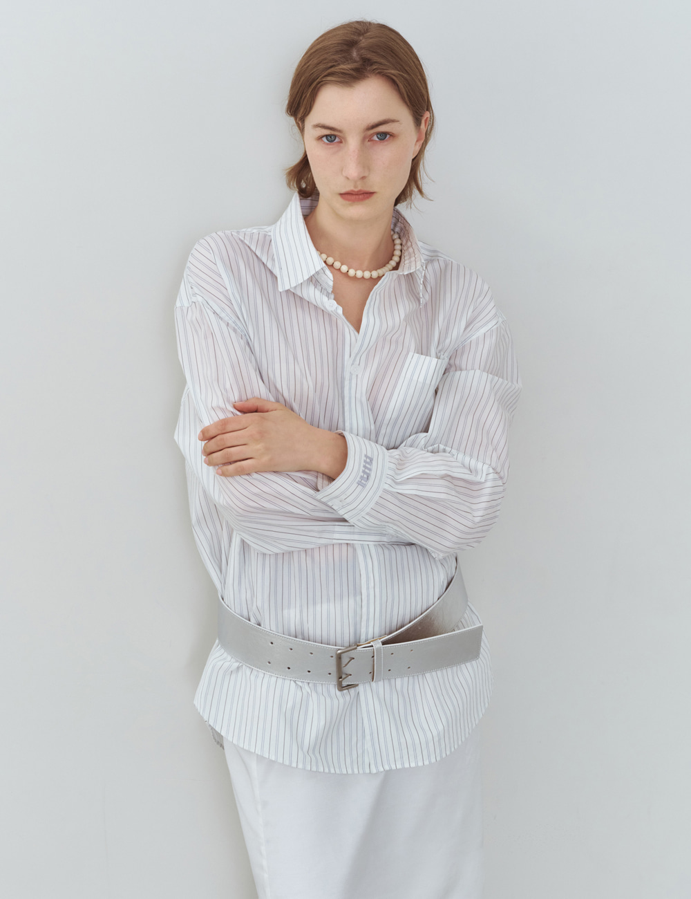 (5/20예약발송)Stripe Multi Pattern Shirts_White