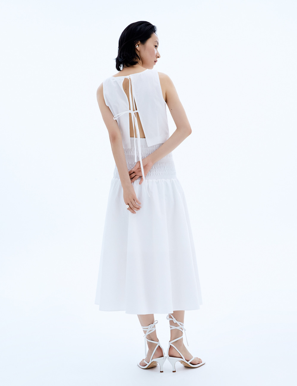 Tie Smog Dress Set_White