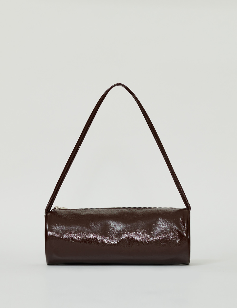 Minimal Barrel Patent Leather Bag_Burgundy